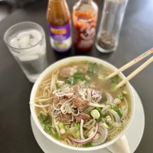 Pho with well done brisket &amp; well done flank (pho chin &amp; nam)