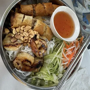 61. Grilled Shrimp &amp; Eggroll on Rice Vermicelli