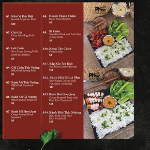 sushi and sashimi, menu