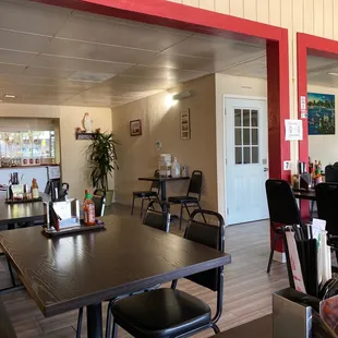 a restaurant with tables and chairs