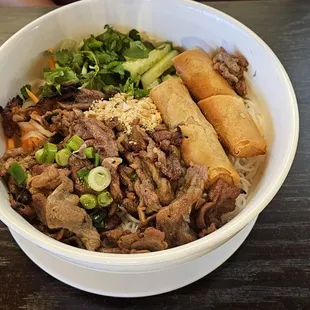 #13: Vermicelli w/ crispy egg rolls &amp; charbroiled pork ($13)