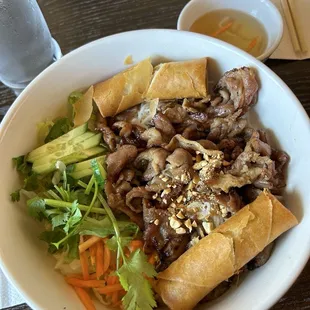 Vermicelli Crispy Egg Rolls and Charbroiled Pork/Beef/Chicken ($14) - very well made, fresh ingredients, def would return