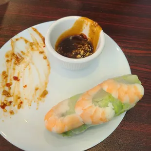 Spring roll with peanut sauce. Sorry, forgot to take the pic before I ate one, lol