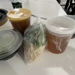 Our pho and beef stew order