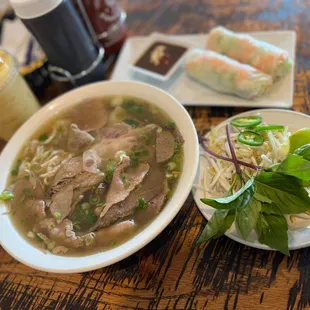 Delicious bowl of pho and  a mango smoothie drink:))