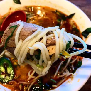 Spicy beef noodle soup