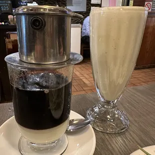 Vietnamese coffee and Durian Milkshake