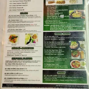 the menu of the restaurant