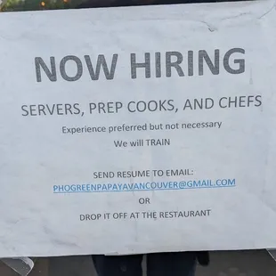 5/30/2022 - place is hiring. Shot on a Google Pixel 4a 5G in Normal Mode.