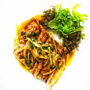 #42 Fried ahi belly with ginger and green onion sauce $14.99