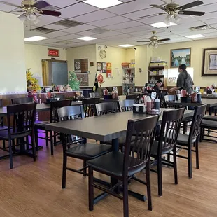 Clean interior with plenty of seating.