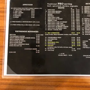 menu
