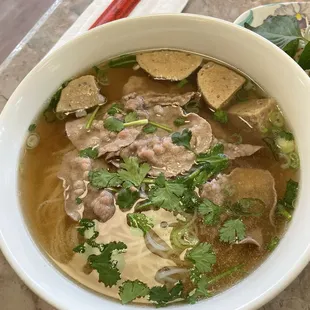 Pho #2: rare steak and meatballs.