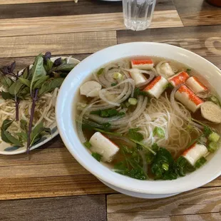 Seafood Pho with Shrimp, Imitation Crab and Beef balls