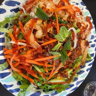 Grilled Beef  and shrimp Vermicelli Noodle Bowl