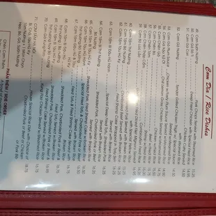 menu