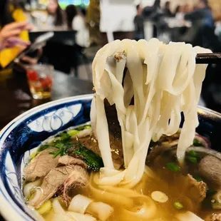 Brisket pho, with the traditional noodles!