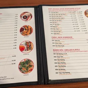 a menu on a table