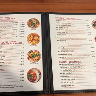 a menu on a table