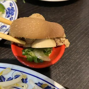 Hairs on pork knuckle, not cleaaned. Manager admitted they don't inspect their food Before they serve it to customers, beware!!!