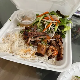 This was delicious vermicelli pork shrimp and egg roll $13 very feeling and better than most in the area I've tried