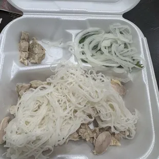 Chicken pho with egg noddles.