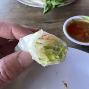 Spring rolls with iceberg lettuce as main ingredient and this soup.