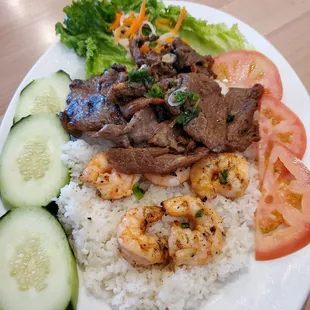 COM TAM TOM BO NUONG : grilled shrimp and beef