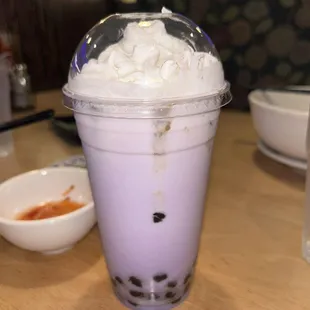 Taro milk drink with boba