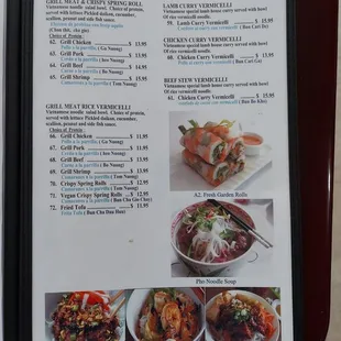 a menu for a restaurant