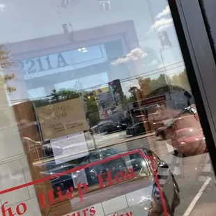 the front window of a restaurant