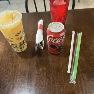 Can Soda Mango bubble milk Tea