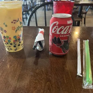 Mango bubble milk Tea  Can Soda