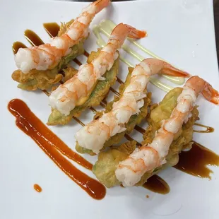 Fried avocado and shrimp app