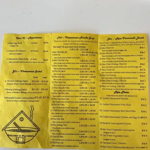 a menu for a restaurant