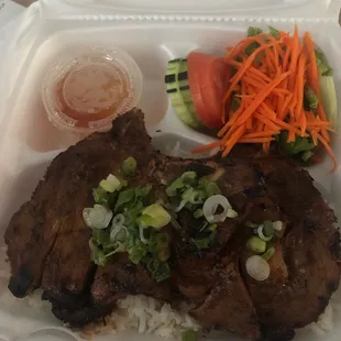 R22. Grilled Lemongrass Pork Chop and Fried Egg Rice Plate