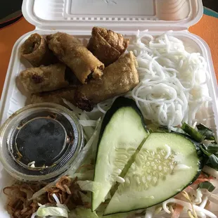 Vegetarian spring roll vermicelli noodle bowl - carry out. So good!