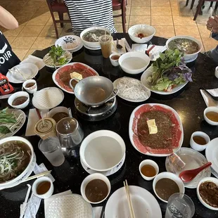 a table full of food