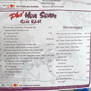 the menu