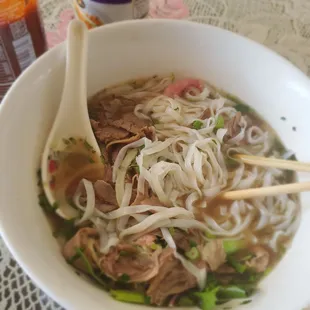 The Pho with the rare meat it in. I think it is called Pho Tai.