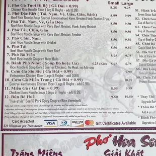 menu