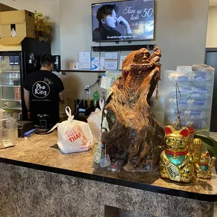 the counter area of a restaurant
