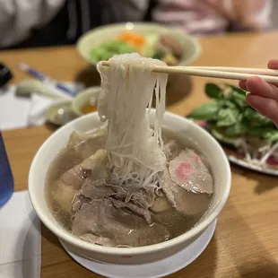 Pho with rare steak and tendon