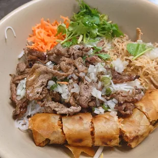 Grilled pork eggroll vermicelli bowl