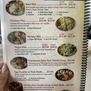 Menu as of August 2024