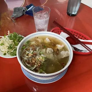 Egg Noodles w/ Pork Broth Wontons &amp; Shrimps