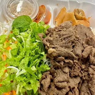 Bún thịt nướng chả giò with beef.