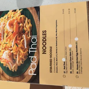 Pad Thai is newly on the menu