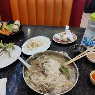 Pho and combo appetizer platter