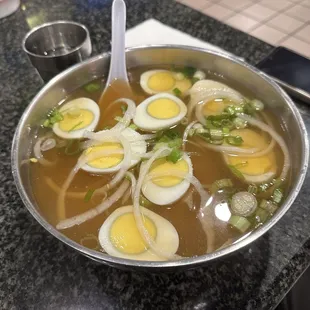 Pho with eggs